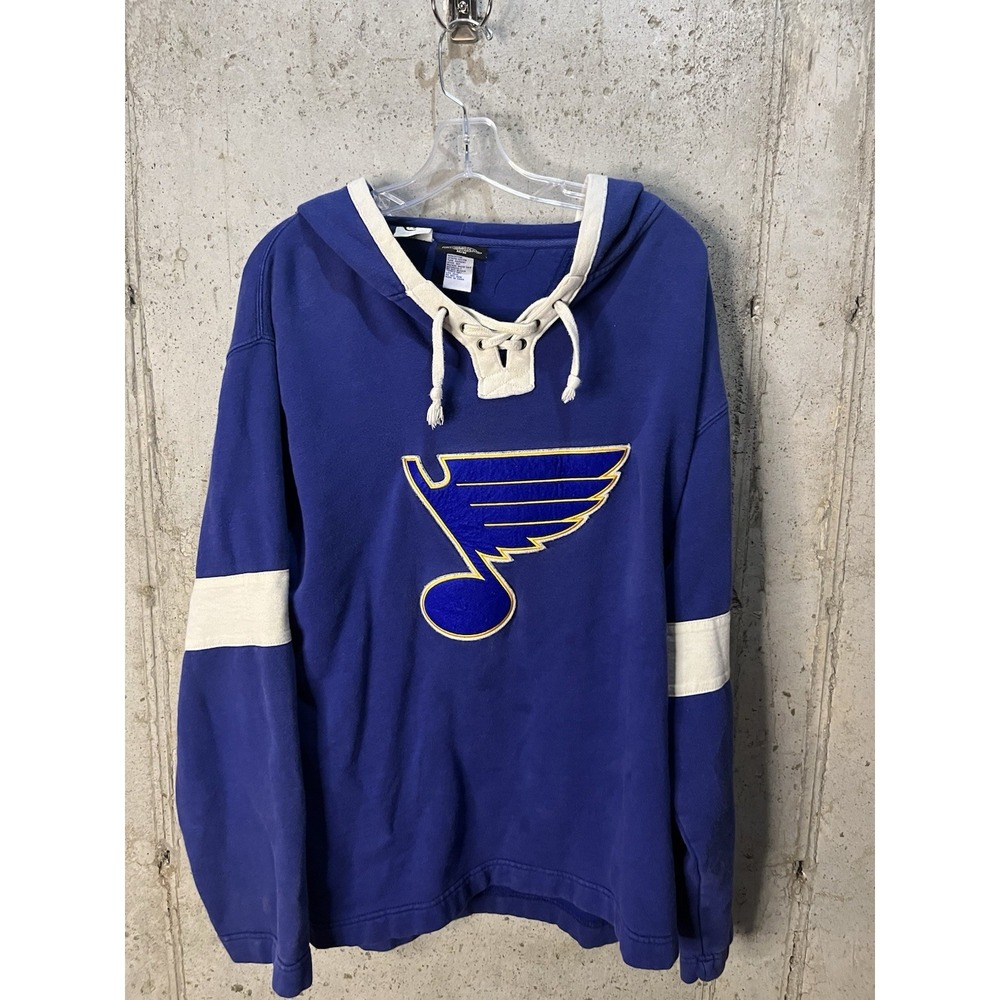 St Louis Blues NHL Hockey Hoodie-Old Time Hockey Embroidered Vintage Style Men M